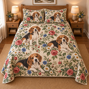 Beagle Cottage Floral Quilt Set, front bedroom view