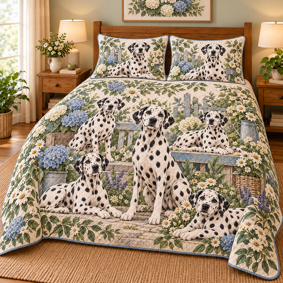 Dalmatian Rustic Farmhouse Quilt Set, front bedroom view