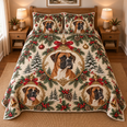 Boxer Ornament Medallions Christmas Quilt Set