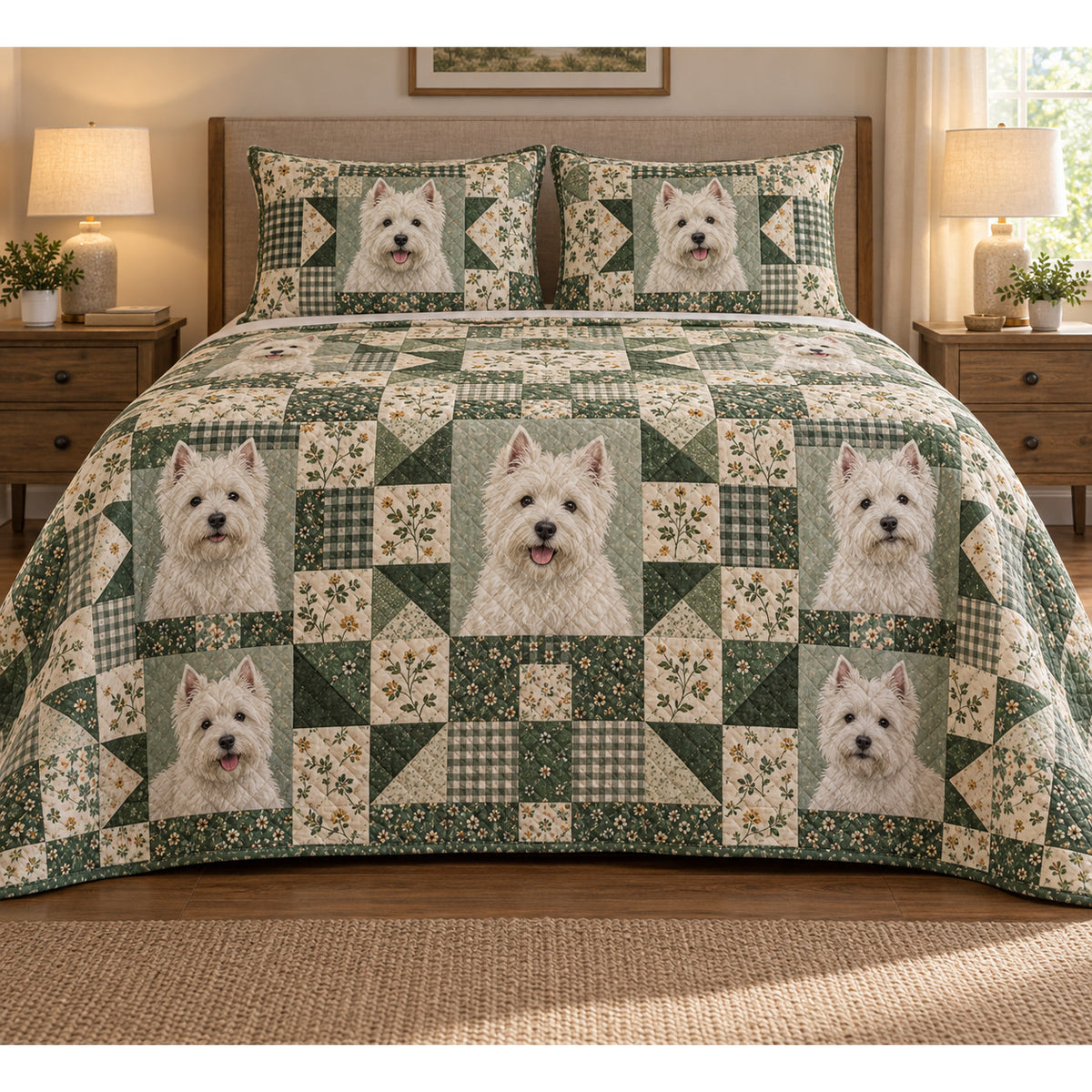 West Highland White Terrier Heritage Patchwork Quilt Set