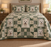 West Highland White Terrier Heritage Patchwork Quilt Set, front bedroom view