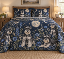Schnauzer Celestial Night Quilt Set