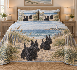 Scottish Terrier Coastal Morning Quilt Set