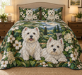 West Highland White Terrier Garden Stained Glass Quilt Set