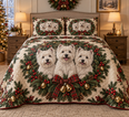 West Highland White Terrier Christmas Wreath Quilt Set