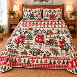 Dalmatian Cozy Sweater Christmas Quilt Set