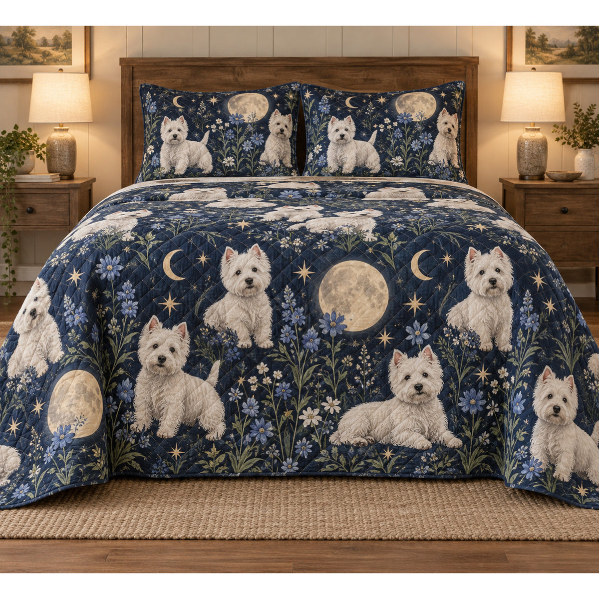 West Highland White Terrier Celestial Night Quilt Set