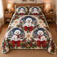 Bichon Frise Winter Snow Globes Christmas Quilt Set