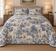 West Highland White Terrier Blue Country Toile Quilt Set