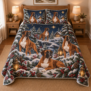 Boxer Starlit Christmas Forest Quilt Set, front bedroom view