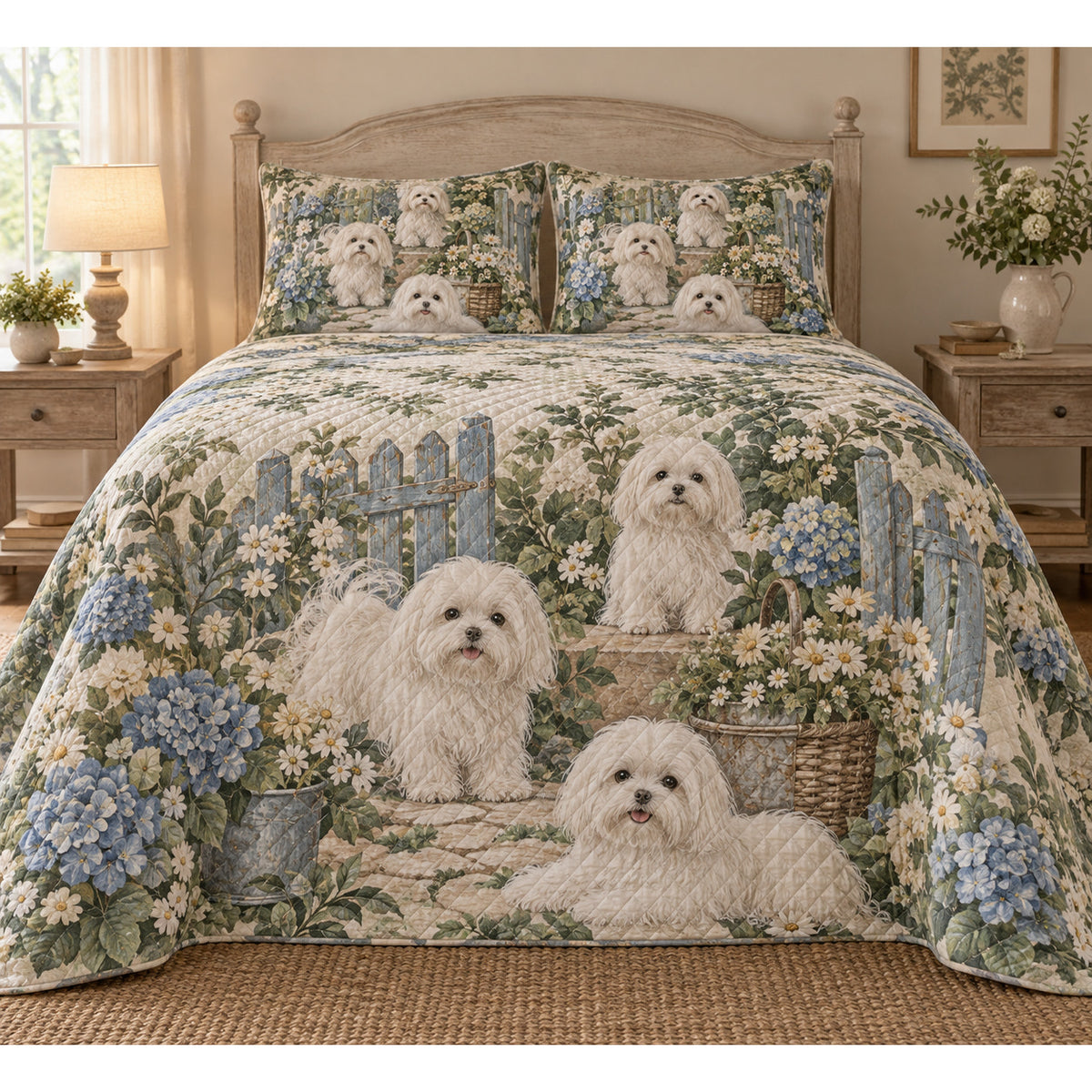 Maltese Rustic Farmhouse Quilt Set