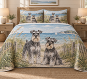 Schnauzer Coastal Morning Quilt Set, front bedroom view