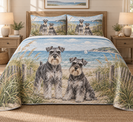 Schnauzer Coastal Morning Quilt Set