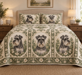 Schnauzer Garden Cameos Quilt Set