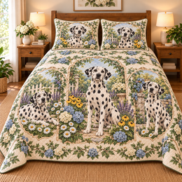 Dalmatian Garden Cameos Quilt Set