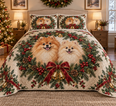 Pomeranian Christmas Wreath Quilt Set