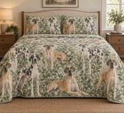 Great Dane Spotted Botanical Quilt Set, front bedroom view