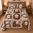 Bichon Frise Vintage Christmas Postcards Quilt Set