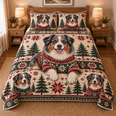 Australian Shepherd Cozy Christmas Sweater Quilt Set