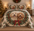 Labradoodle Christmas Wreath Quilt Set