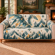 Frost Wing Mosaic sofa cover on a beige sofa