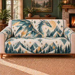 Frost Wing Mosaic Sofa Cover, Fantasy Decor, Gift for Dragon Lovers