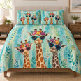 Funny Giraffe Sunglasses Floral Quilt Set