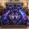 Galaxy Wolf Purple Night Quilt Set