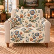 Gear Flower Sprigs sofa cover on a beige armchair
