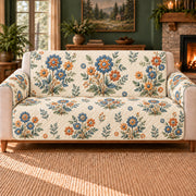 Gear Flower Sprigs sofa cover on a beige sofa