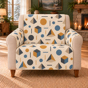 Geometric Solid Toss sofa cover on a beige armchair