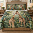 Giraffe Couple Tropical Jungle Quilt Set