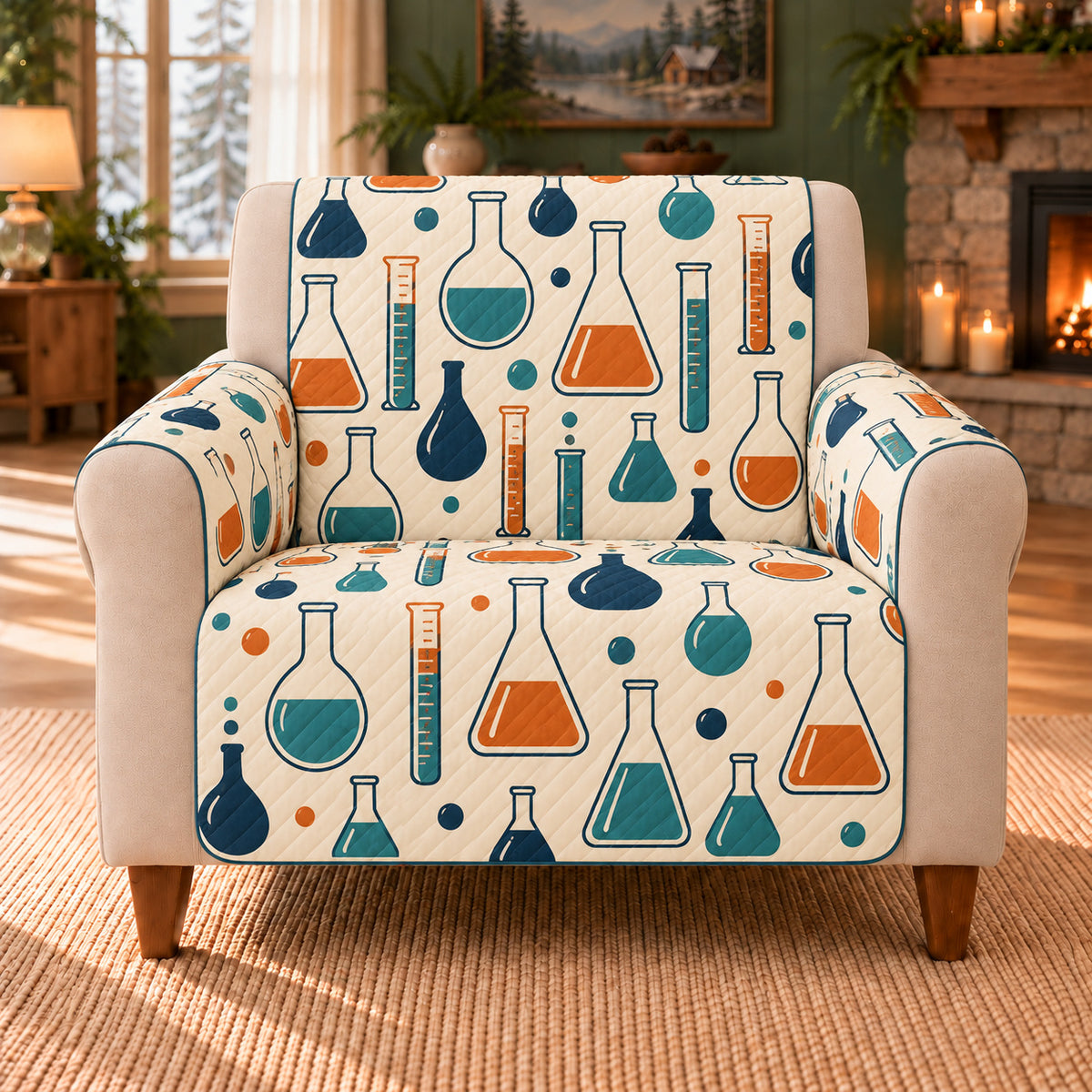 Glassware Silhouette Scatter sofa cover on a beige armchair