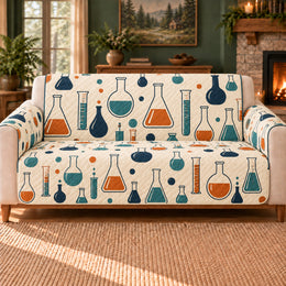 Glassware Silhouette Scatter Sofa Cover, Science Decor, Gift for Chemistry Lovers