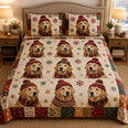 Golden Retriever Santa Pattern Christmas Quilt Set
