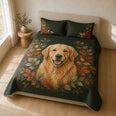 Golden Retriever Autumn Botanical Quilt Set, Fall Dog Lover Decor
