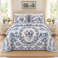 Golden Retriever French Toile Quilt Set, Blue and Ivory Dog Bedding