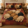 Golden Retriever Puppies Sleeping Quilt Set