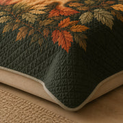 Close-up of diamond stitching and bound edge on the Golden Retriever quilt