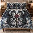 Gothic Twin Dragon Rose Quilt Set