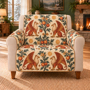 Griffin Orchard Repeat sofa cover on a beige armchair