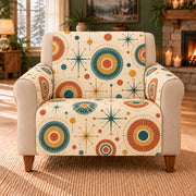 Groove Star Rosettes sofa cover on a beige armchair