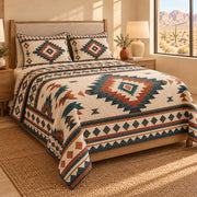 Desert Diamond Southwestern geometric quilt set – left view