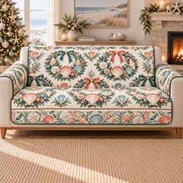 Coastal Seashell Sofa Cover, Christmas Wreaths, Gift for Beach Lovers