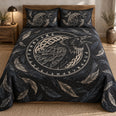 Odin Raven Quilt Bedding Set, Norse Rune Bedroom Decor, Gift for Viking Lovers