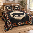 Prairie Bison Moon Quilt Bedding Set - Rustic Buffalo Decor & Bison Lover Gift