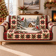 Cardinal Cabin Sofa Cover, Winter Star Patchwork, Cozy Gift for Cabin Lovers