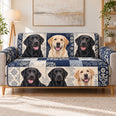 Labrador Sofa Cover, Navy Cream Heritage Patchwork, Gift for Dog Lovers