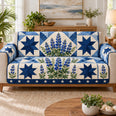 Bluebonnet Sofa Cover, Navy Country Star Patchwork, Gift for Flower Lovers