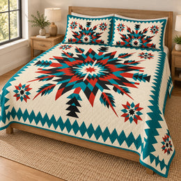 Turquoise Mesa Star Quilt Bedding Set - Southwest Bedroom Decor & Gift for Mom